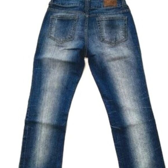 Paris Blues Cropped Factory Distressed Faded Denim Blue Jeans Size Junior's 7 - Picture 4 of 11